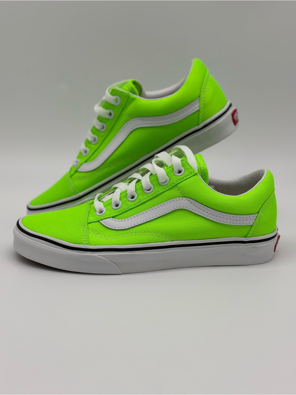 Vans Neon Green and White Old Skool Sneakers